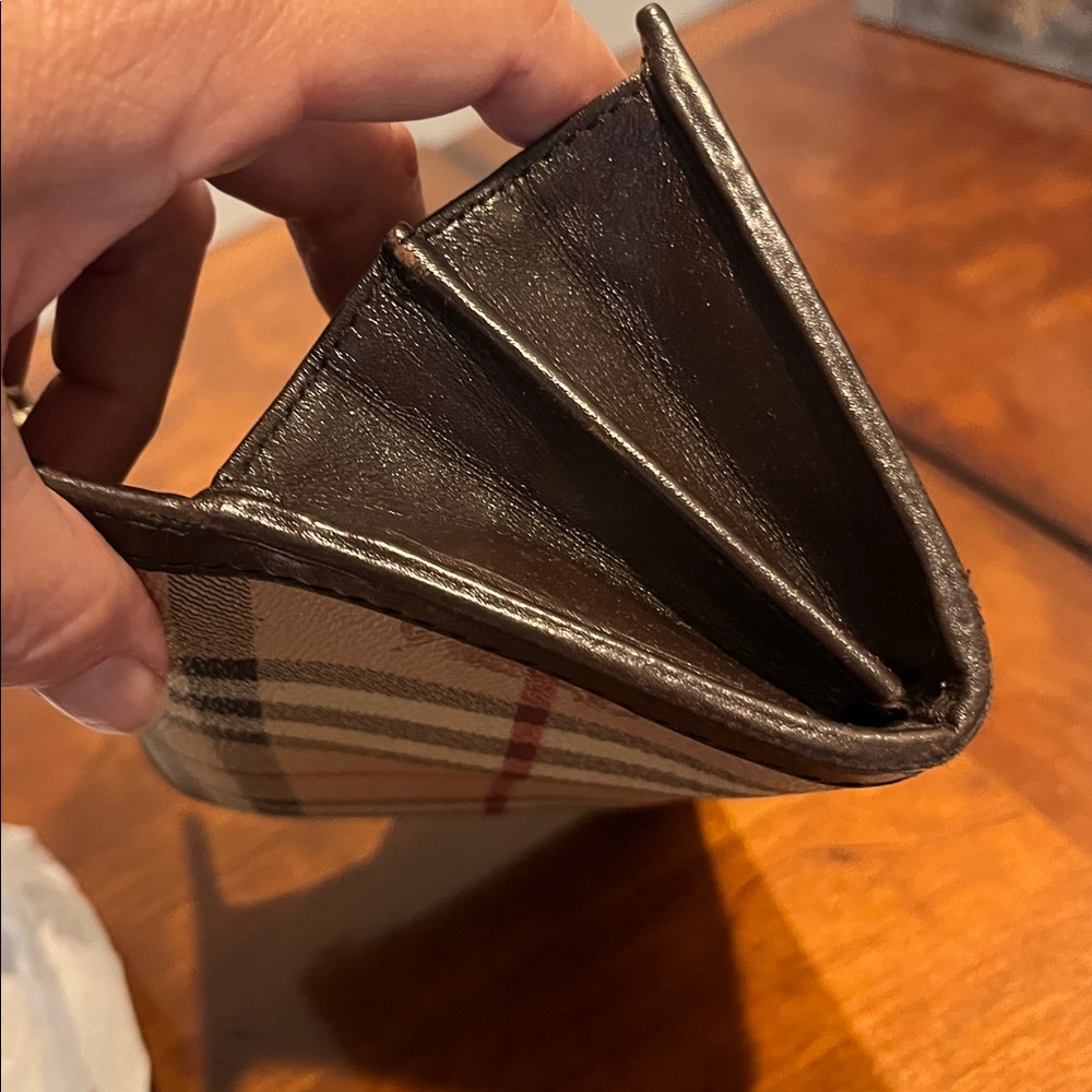 Burberry Beige Check Continental Coated Canvas Wallet / Chocolate Brown Trim - Picture 13 of 14